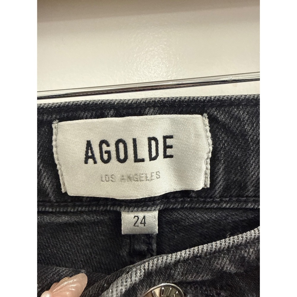 AGOLDE Wilder High Rise Straight Leg Crop Jeans Faded Black Size 24 - Picture 2 of 3